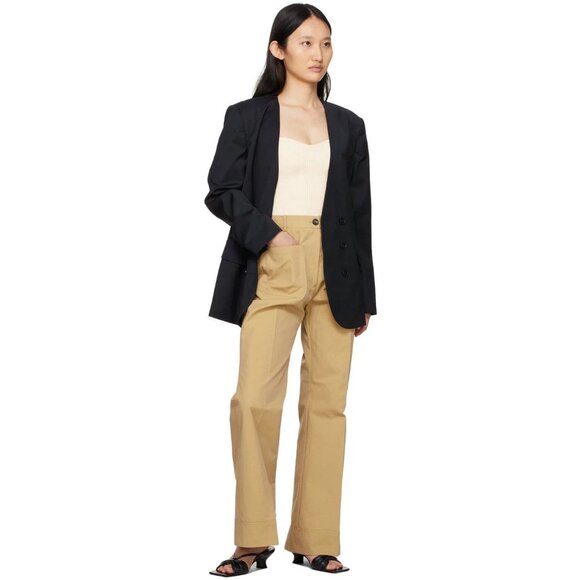 DRAE Cotton Patch Pocket Flared Trousers Size M Womens Beige $325 - Picture 4 of 14